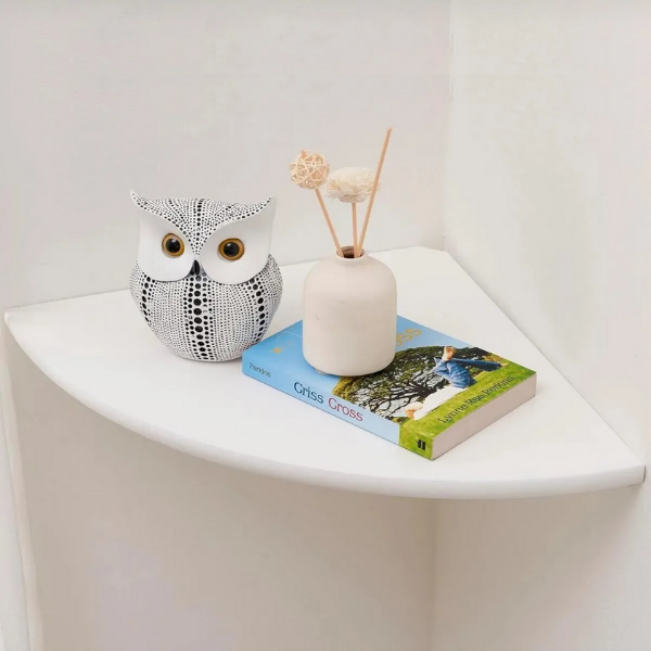 Köşe Rafı Oval Kenarlı 25cm 1 Adet Estetik ve Pratik Mutfak Banyo Salon Çalışma ve Oturma Odası Rafı
